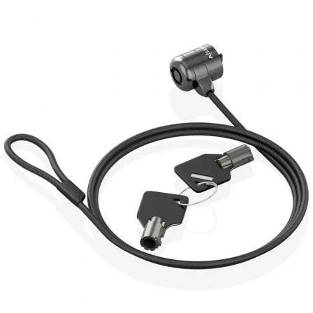 AISENS Cable de seguridad ASLK-D40K04-BK con cerradura de llave, 1,5 m, Negro